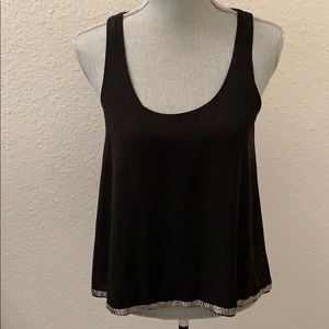 Paper Crane black top small sleeveless silver beads beautiful RARE HTF GORGEOUS